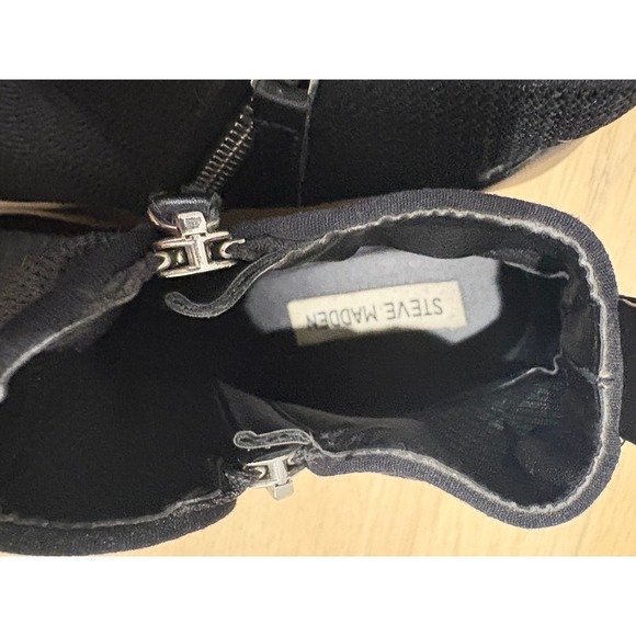 Steve Madden Black Wedge Sneaker Booties Side Zip Women's Shoes - Picture 3 of 7